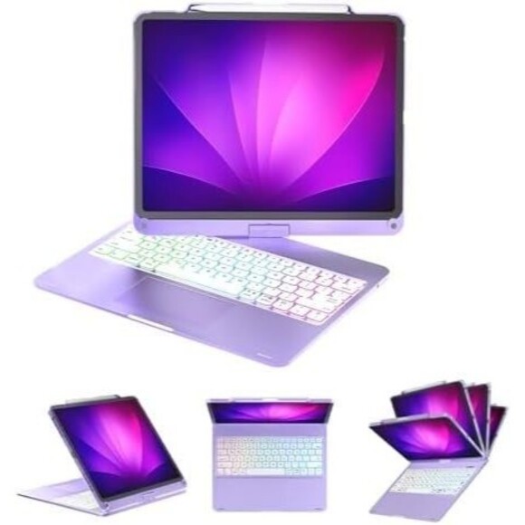 Baisla iPad Pro 12.9 Case with Keyboard (6th Gen, 2022) - 360° Rotatable, Trackp - Picture 2 of 8